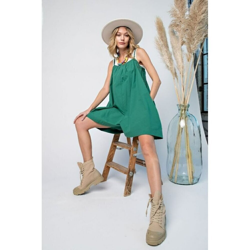 Poppy Love Wide Leg Romper in Pacific Green - Picture 4 of 10